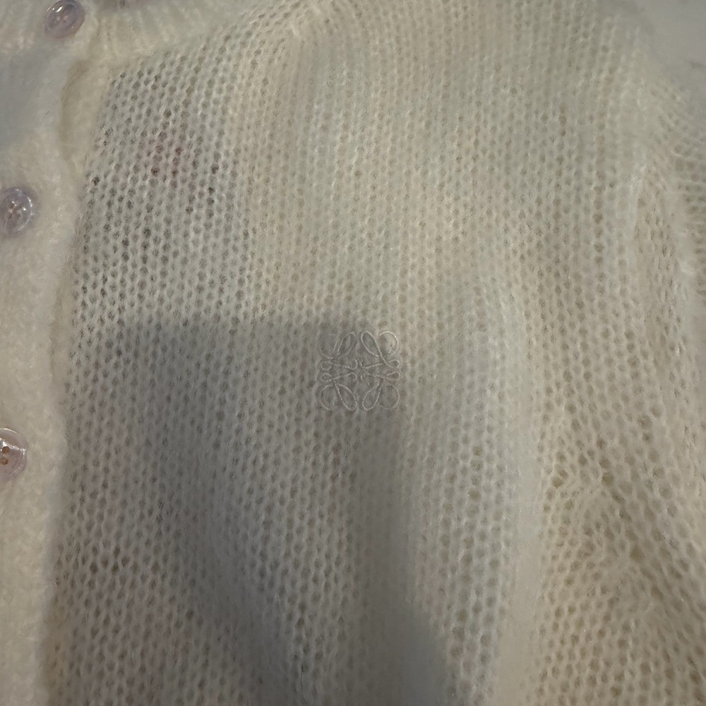 LOEWE mohair white cardigan sweater - Picture 4 of 7